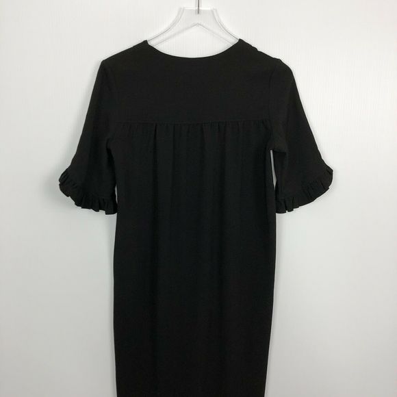 Ganni Black Midi Dress Crepe Side Slits 34 US XS - Picture 11 of 11